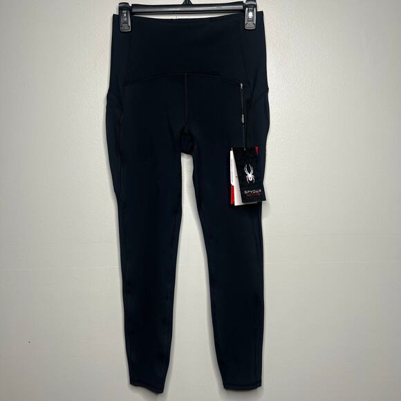 NWT Spyder Active Women's High-Waisted Leggings Base Layer Sz S Black Quick Dry - Picture 1 of 13